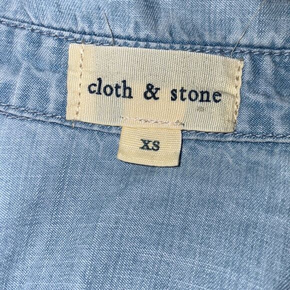Cloth & Stone Western Style Tencel Chambray Denim Style Button Down Shirt Blue X - Picture 10 of 12